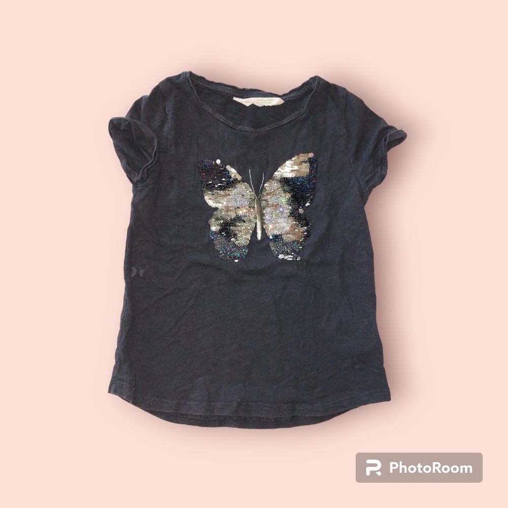H&M Little Girls Sequined Butterfly T-Shirt, 4-6Y